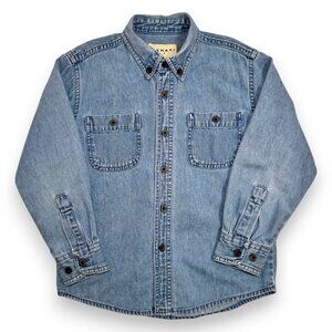 J. Khaki Kids Vintage Denim Long Sleeve Button Down Distressed 90s Workwear XL